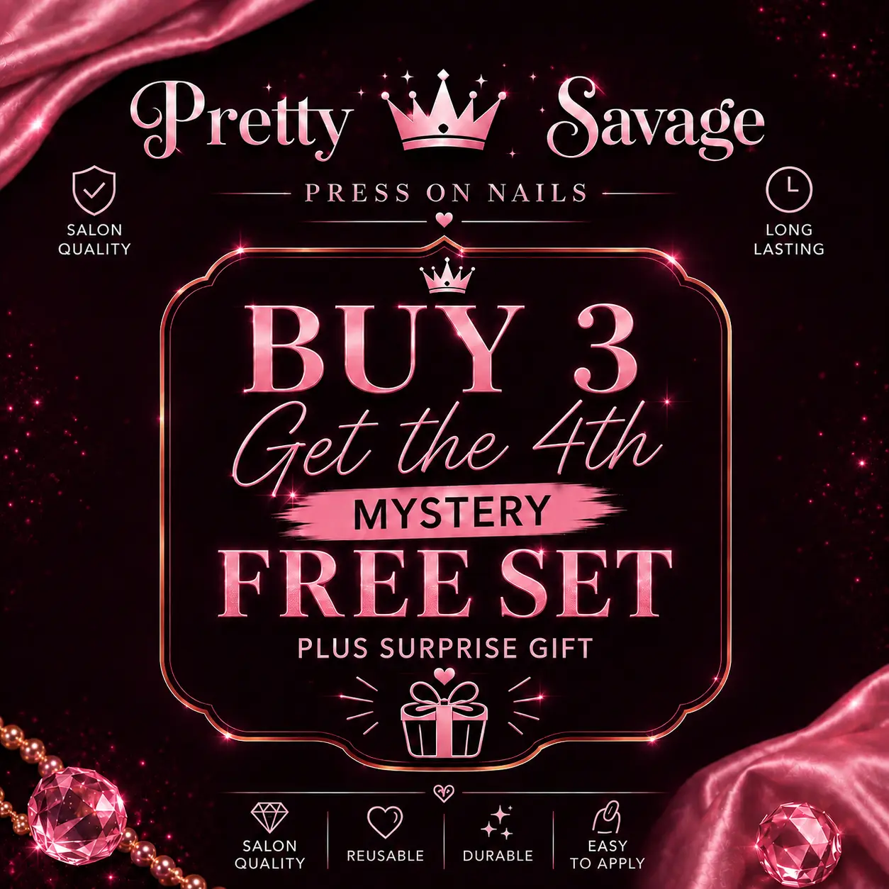 Pretty Savage Bundle Press-On Nails | Premium Reusable Glossy Salon Quality