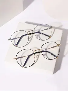 Men's Metal Round Frame Eyeglasses, Casual Trendy Eyeglasses for Everyday Use, Fashion Accessories for Outdoor Activities, Trendy Casual Frames