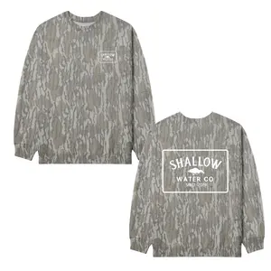 Mossy Oak Shallow Waterfowl Bottomland Camo Sweatshirt, Long Sleeve Outdoor Hunting Pullover Hooded, Duck Deer Waterfowl Hunting Lightweight Outdoor, Gift for Men & Women, Father's Day, Mother's Day,