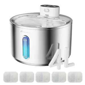 Cat Water Fountain Stainless Steel,135fl-oz/4L Wireless Cat Fountain Battery Operated Pet Fountain for Dogs Cats Indoor