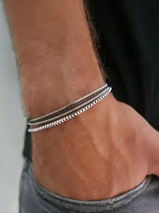 4-piece Set of Simple and Non Fading Stainless Steel Chain Bracelets, Men's and Women's Bracelets, Retro Box Chains, Casual Daily Party Versatile Bracelet Set, Fashion Modern Accessories, Matching Bracelets, Bracelets Stack