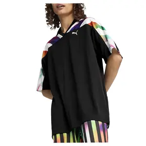 PUMA Mens Equal Love Confederation Graphic V Neck Short Sleeve Replica Jersey Casual - Black