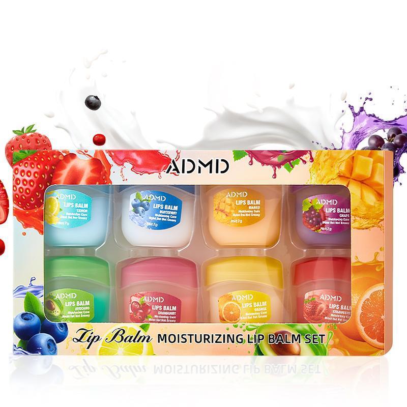 Fruit-Flavored Lip Gloss set of 8, Overnight Lip Balm, Lip Balm, Tinted Lip Balm, and Moisturizing Lip Mask—Perfect as Party Favors and Seasonal Gifts, Compact and Portable.