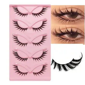 New 5 pairs of 3D curled and fluttering eyelashes, natural and realistic, messy tail eye, elongated cartoon, Volume False Eyelashes, soft black eyelash curler, fake eyelashes, Eyelash Extensions