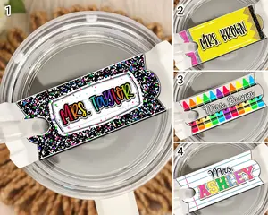 Teacher Appreciation Gifts, Personalized Teacher Tumbler Name Tag, 30oz 40oz Tumbler Topper Gift For Teacher, Stanley Accessories Tag, Custom Name Tag for 40oz Quenchers H2.0 Tumbler, Personalized Stanley Tumbler Name Tag, Name Plate for Tumbler Lid