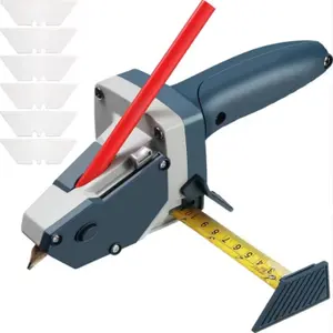 Professional Multi-Material Cutter - Drywall Cutting Kit - 5m Tape Measure, Aluminum and TPR Plastic, Easy Glide Precision Blade, Includes Pencil and 6 Extra Blades, Great for DIY, Professionals, Carpenters
