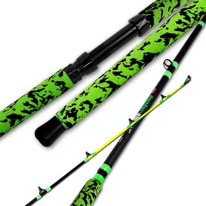 Catfish Fishing Rods 7'6"/8'6"/10'Green Catfish Rod 1 count/2  Portable Travel Catfishing Rod Fishing Catfish Casting/Spinning Rod with Camo Eva Handle