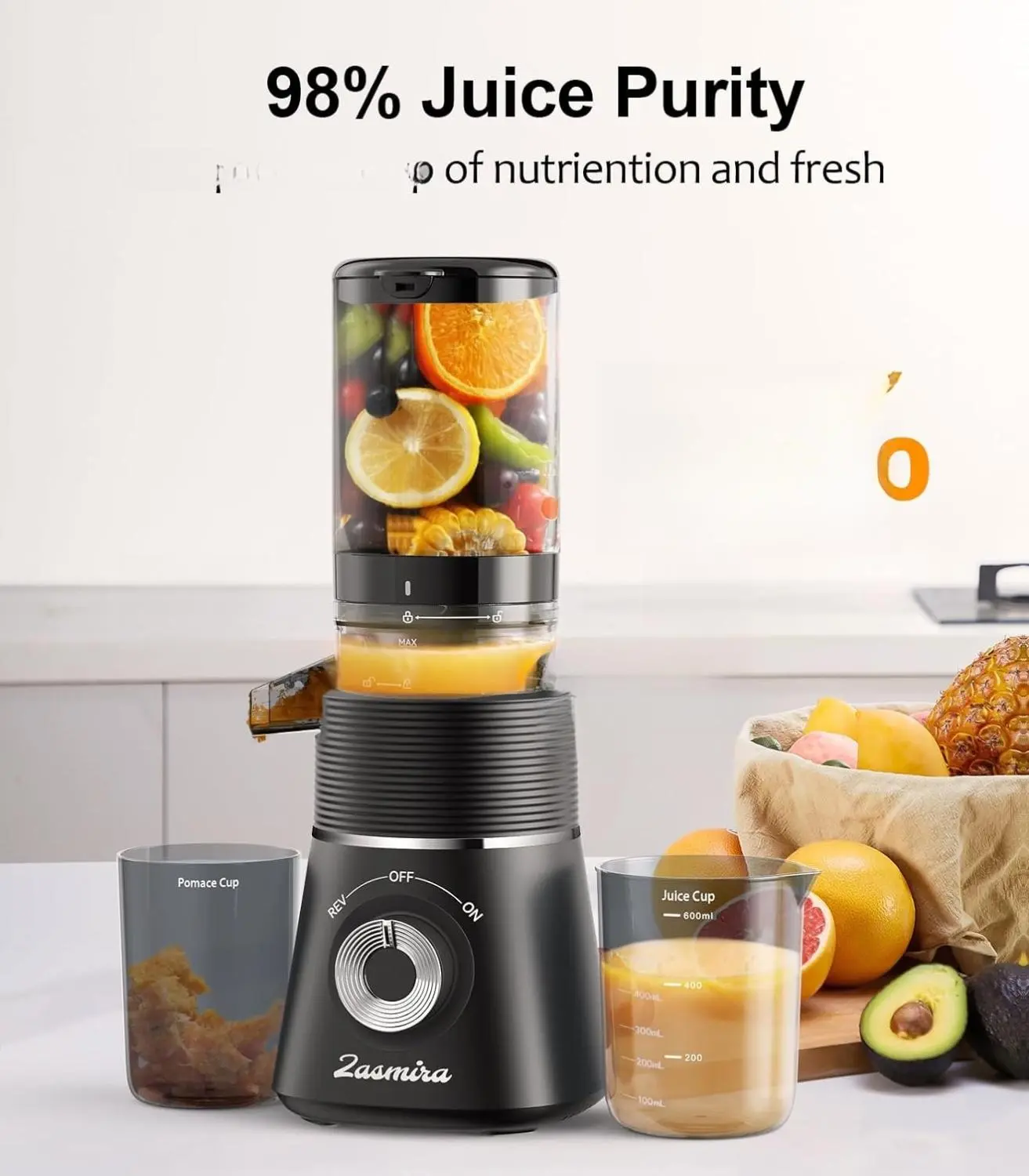 ジェロニモン　ミクラス Zasmira Cold Press Juicer SJ60, Slow Masticating Juicer with 4.13