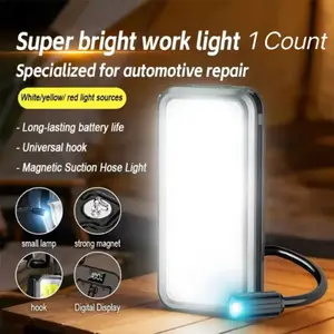 Wild Bright 1-piece professional automotive magnetic repair indicator light, red warning light, portable waterproof pen clip light, 360-degree rotating hook, magnetic hose light head, suitable for outdoor emergency and night fishing.