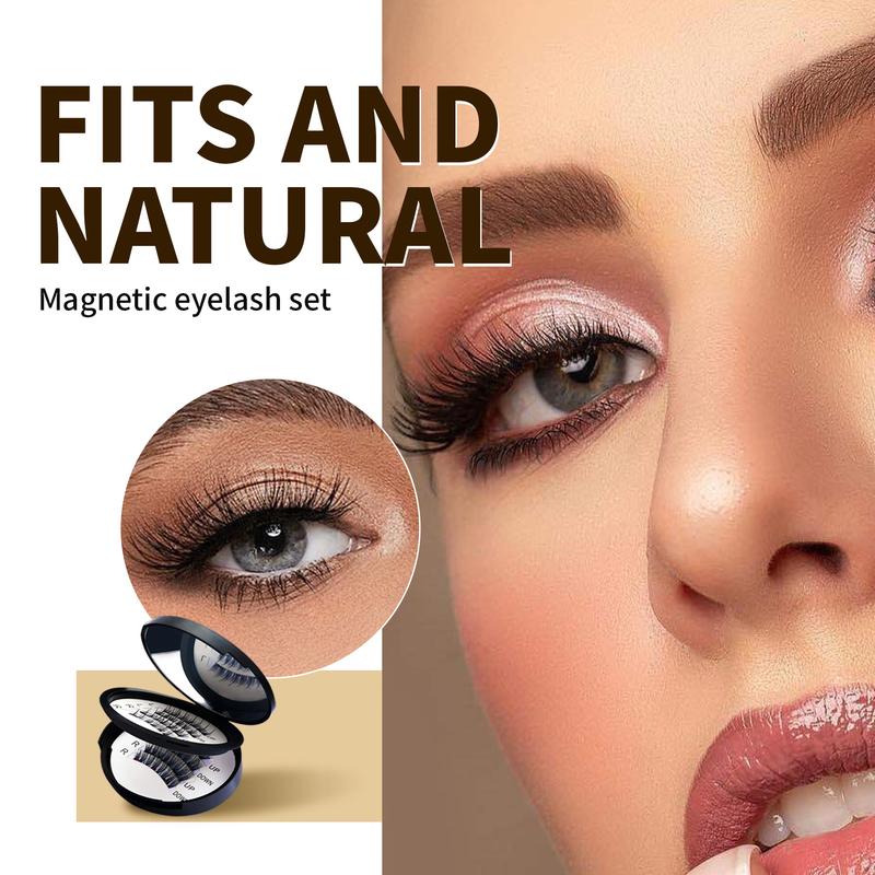 Magnetic Eyelashes Set Glue-Free Waterproof Lightweight - Eyelash Curlers with Eyebrow Kit Eyelash Cluster with Applicator Eyelash Extensions