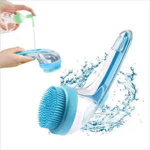 2 in 1 Pet Bath Brush with Shampoo Dispenser, Multi-Functional Grooming Brush for Dogs & Cats of All Hair Types