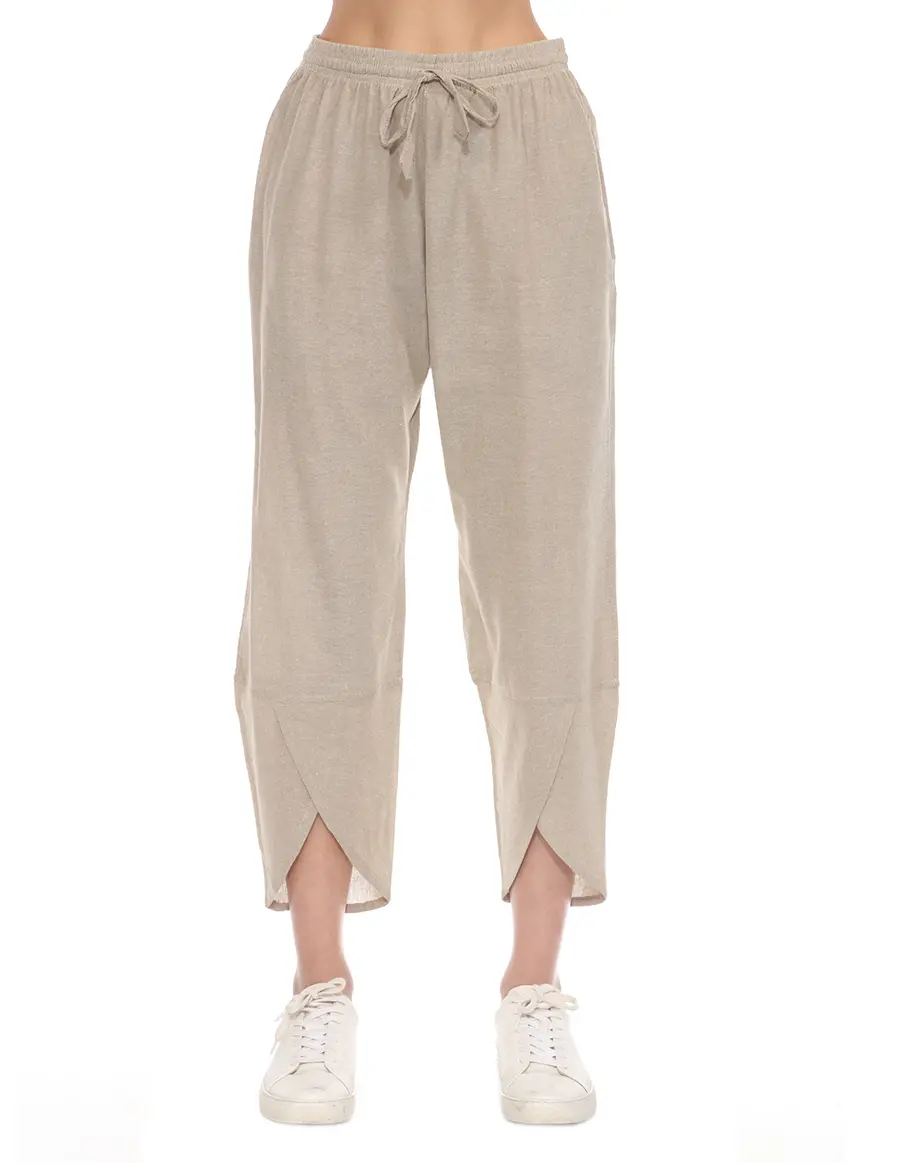 Caravan Closet Cotton Natural Solid Boho Hippie Lightweight Capri Pants