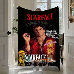 Scarface movie themed printed blanket, soft and durable, suitable for home, office, sofa or perfect gift for Christmas, birthday, wedding 50*40 blanket plushthin quilt holiday gift Intense Nacho Printed Flannel Blanket