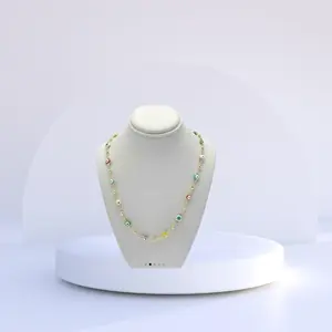 Evil Eye Necklace 18" with 2in Extension - Multicolor Beaded Chain for Women's Fashion Jewelry