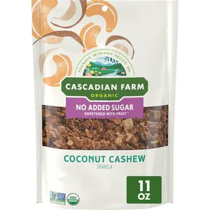 Cascadian Farm Organic Granola with No Added Sugar, Blueberry Vanilla Cereal, Resealable Pouch, 11 oz.