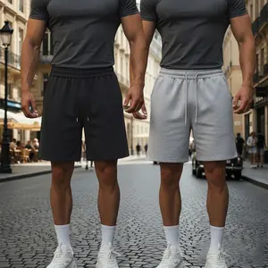 Menswear Men’s 2-Pack Plain Black Elastic Shorts Set, Breathable Lightweight Casual Athletic Bottoms, Summer Essential for Beach Vacations & Everyday Wear