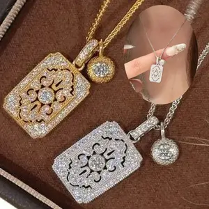 1Pcs Fashionable Bohemian Hollow Square Necklace, Available in Golden and Silvery, Elegant & Minimalist Style, Inlaid with Synthetic Zirconia, 18K Golden Plated - Gentle and Sweet Design, Ideal for Birthdays, Festivals and Valentines Day Gifts