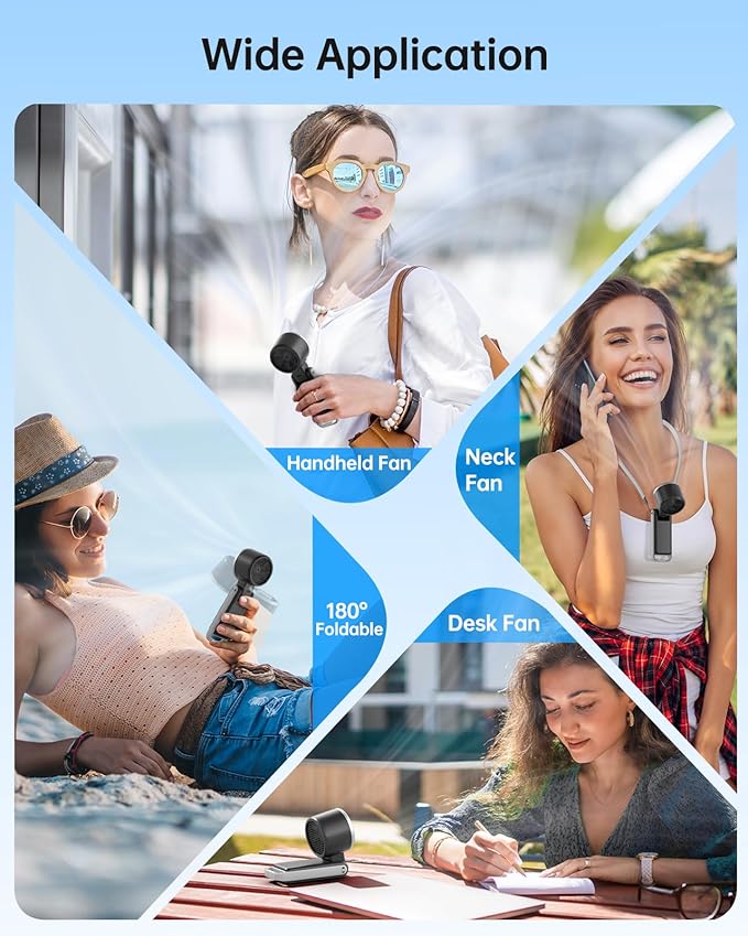 Portable Handheld Fan with Cold Compress, 5 Speeds Personal Fan with Digital Display, Rechargeable Mini Hand Fan for Cooling, Small Quiet Fan for Travel, Office & Outdoor, Black