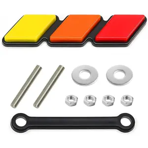 TRD Grille Decor Badge, Tri-Color Grille Badge Emblem Decoration Accessories Car Truck Label (Yellow, Orange, Red)
