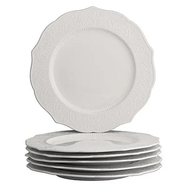 10 Strawberry Street Dahlia 10.5" Dinner Plate Set of 6