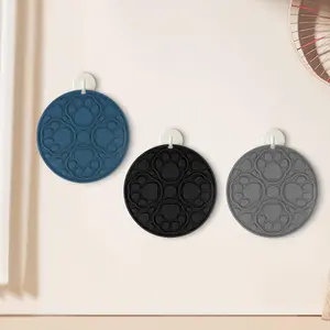 7 Inch  Trivet Mats for Hot Dishes 3 Pack - Heat-Resistant Hot Pads for Kitchen Countertops, Pot Holders, Jar Opener, Spoon Rest - Non-Slip  Hot Mats Set in Gray, Blue & Black