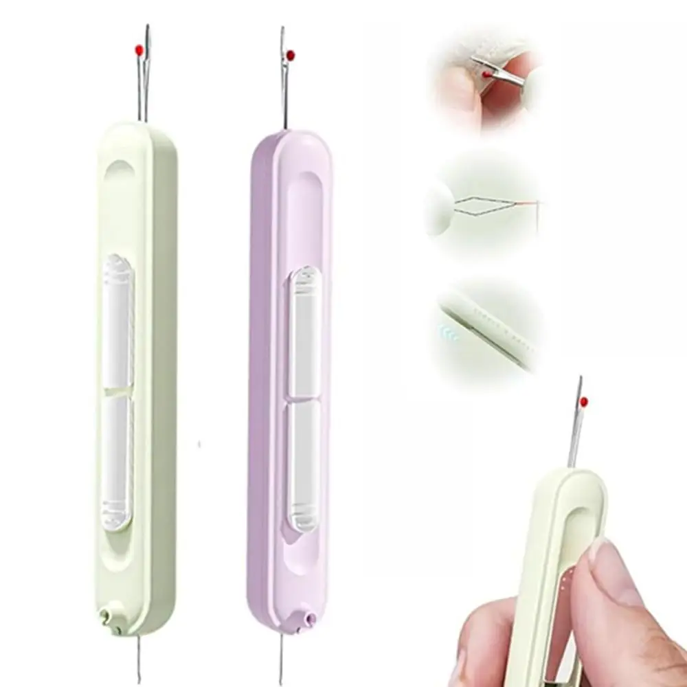 2 in 1 Automatic Needle Threader, 2 Counts Portable Seam Ripper, Quick Needle Threader Tool for DIY, Sewing Machine Supplies, Embroidery Tools