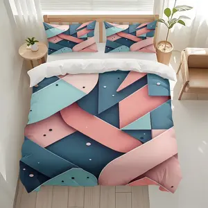 2/3Pcs Comfortable Abstract Geometric Pattern Quilt Cover Set, High-Definition Digital Printing, Suitable For All Year Round! Clearance Sale Perfect Gift 100% Polyester Fiber Machine Washable (1 Duvet Cover +1/2 Pillowcase, No Filling)