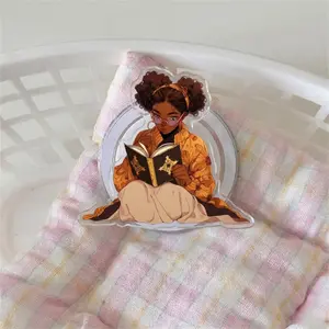 Black Book Phone Grip, Cute Girl Book Pop Socket For Kindle, Aesthetic Phone Grip And Black Gifts For Book Lovers