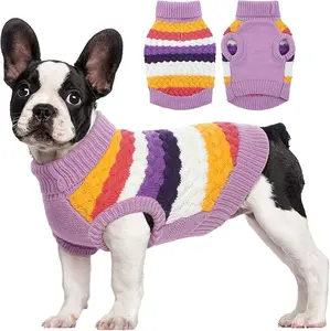 Kuoser Dog Sweater, Christmas Dog Sweaters for Extra Small Dogs Soft Warm Doggie Sweater Colorful Cable Knitted Vest, Pet Thermal Turtleneck Fall Winter Kniwear for Xmas Thanksgiving