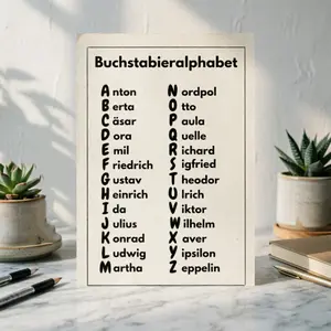 10 German Alphabet Learning Cards, Traditional Mnemonic Chart, Beginner Spelling Cards, Classroom Decor, Early Literacy Education Poster