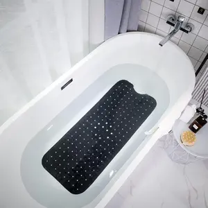 Extra Long Non-Slip Bath Mat 100x40 Cm, Tub Pad with Suction Cups and Drain Holes, Bathroom Accessory