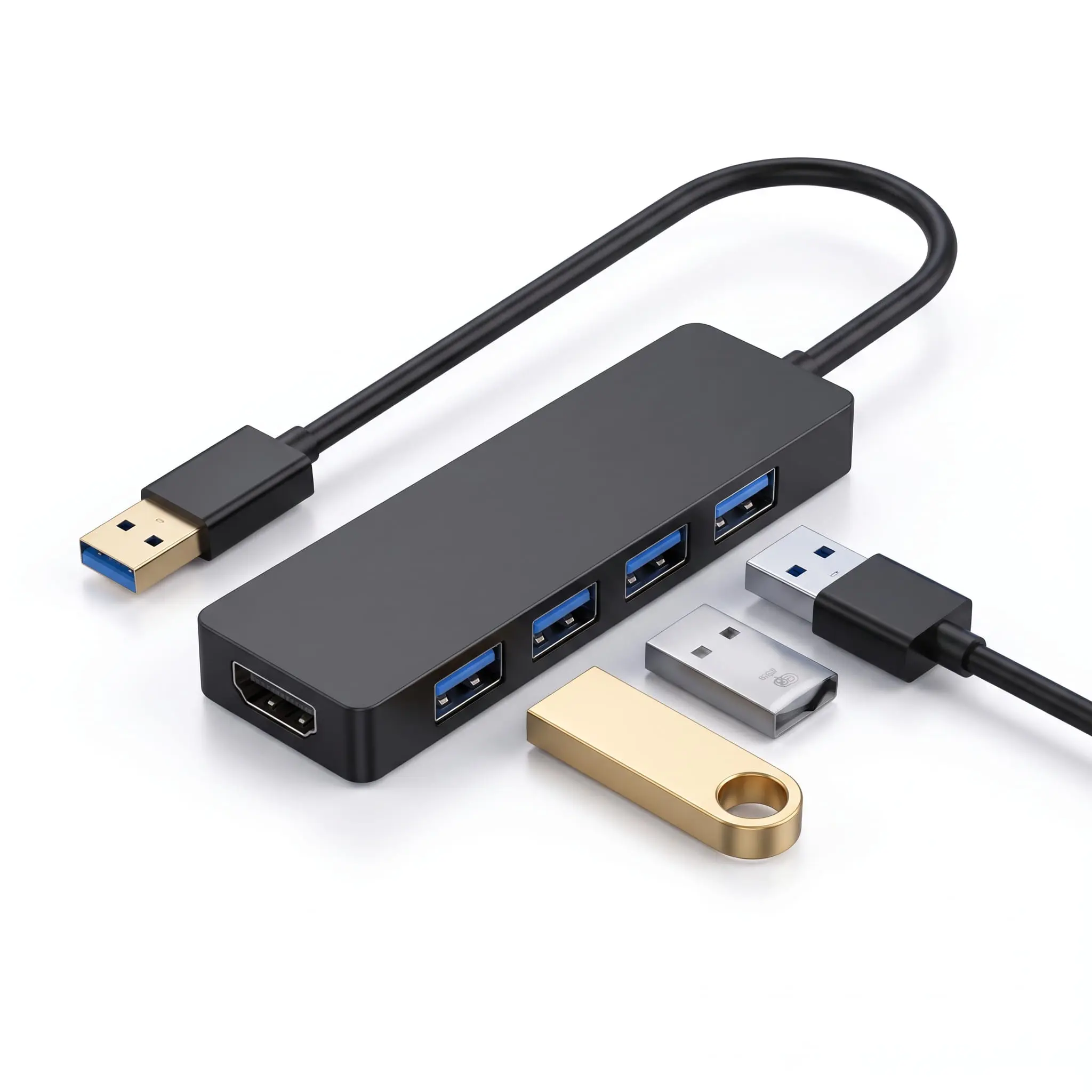 Ultra Portable 4-in-1 USB 3.0 Data Hub, High Speed 5Gbps Multi-Port Expander for Desktop, Laptop & PC Accessories