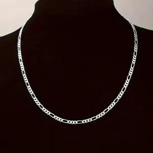 Silver necklace, 4mm high polished figaro chainnecklace,sizes 18,20,22,24 inches, unisex,exquisite figarochain, strong and shiny