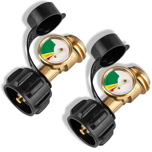 2 Pcs Propane Tank Gauges, Propane Level Indicator for 5-40LB Tanks, Perfect for RV Camper, Compatible with Camping Stoves, Heater, BBQ Grills, Gas Burners and More, QCC 1/Type 1 Connection