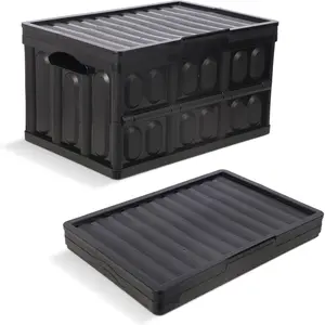 Collapsible Crates for Storage, 45L Heavy Duty Plastic Milk Crates, Foldable Storage Bins with 55lbs Capacity for Home Camping