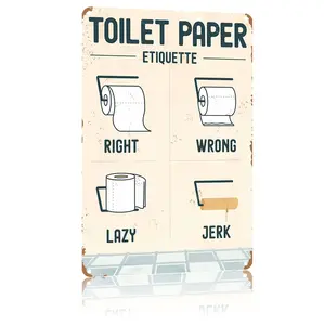 Vintage 12x8 inch Metal Sign Retro Metal Funny Bathroom Toilet Paper Signs for Home Decor Stylish Wall Art Plaques Gift for Family teachers friends