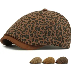 HT4791 Berets Spring Autumn Hat Men Women Leopard Octagonal Flat Cap Artist Painter Beret Hat Male Female Adjustable Beret Cap