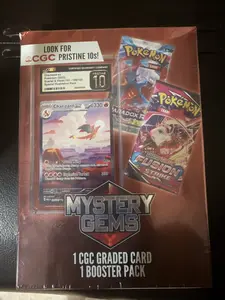 Mystery Gems 1 graded card and one random Pokémon booster pack