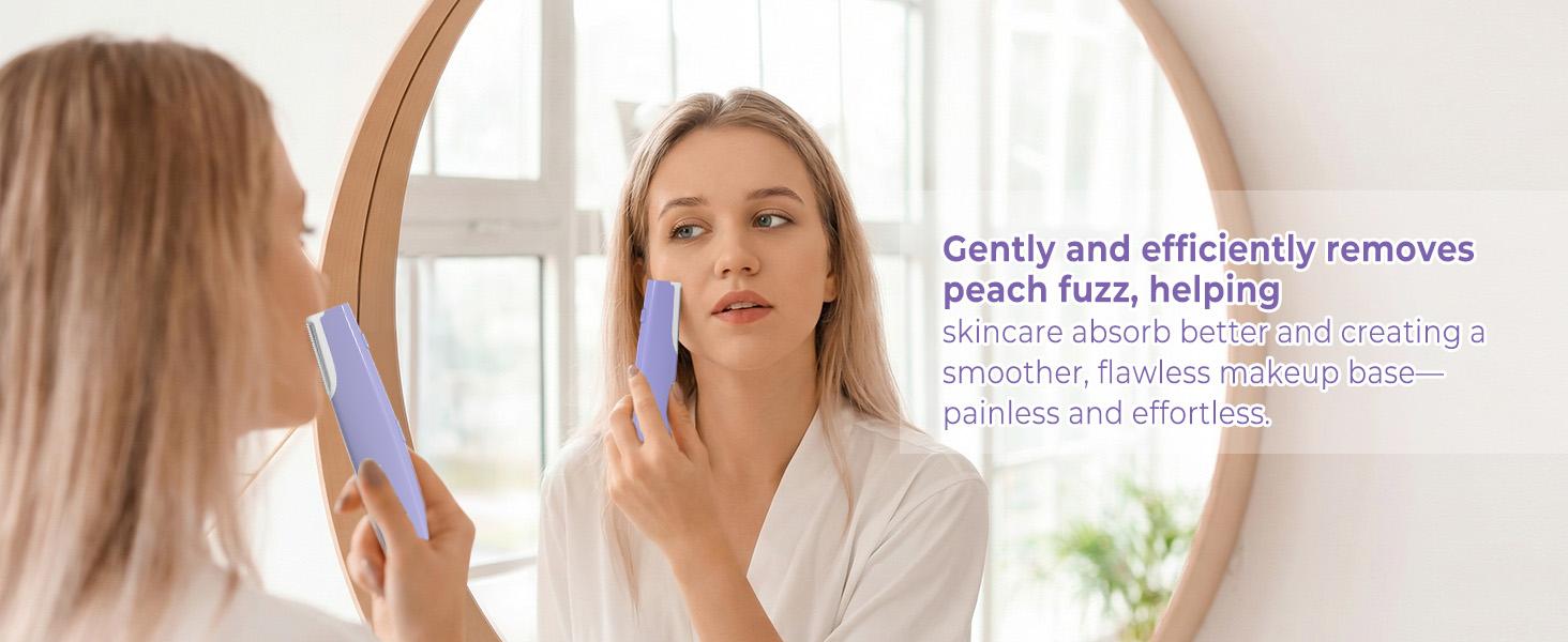 Purple Sonic Dermaplaning Tool for Women, 3-Speed Facial Hair Remover with LED Light, Rechargeable Face Shaver for Peach Fuzz Removal & Gentle Exfoliation, Portable Skincare Tool with Replaceable Blades