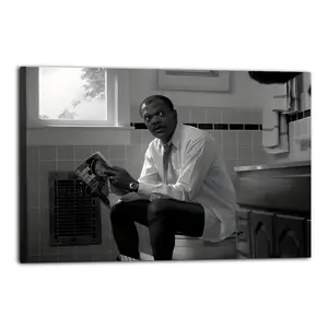 Fun Bathroom Poster - Lethal Weapon Movie Art Print with Toilet Scene - Framed Canvas Painting for Direct Hanging - Black and White Bathroom Decor, Suitable for Living Rooms - Perfect for Christmas and Birthdays