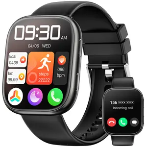 Smartwatch (Wristwatch) for Men & Women, 1.83-in Full Touchscreen IP67 Waterproof Wearable Device with Bluetooth, Heart Rate/Sleep Monitor, Camera, Running Fitness Tracker Compatible with iPhone & Android (Black)