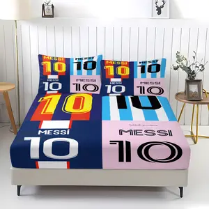 American Argentine football print pattern bed sheet, comfortable print pattern, including 1 bed sheet and 2 pillowcases, comfortable bedding, anti slip dust cover suitable for bedrooms and guest rooms, suitable for adult gifts