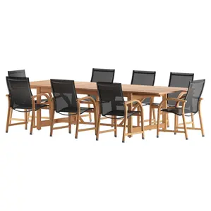 Urban Elements - 9 Piece Teak Finish Patio Dining Set - Ideal for outdoors