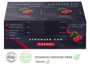 Regular: Sugar Free Cherry, 120 pieces (330g) - Hard gum | Specific Shore Rigidity for Jaw Growth