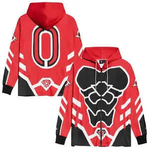 Red Black Penta Hoodie, Wrestling Entrance Graphic Full Zip Jacket Bold Streetwear Pullover Comfortable Casual Outfit for Sports Fans Gift