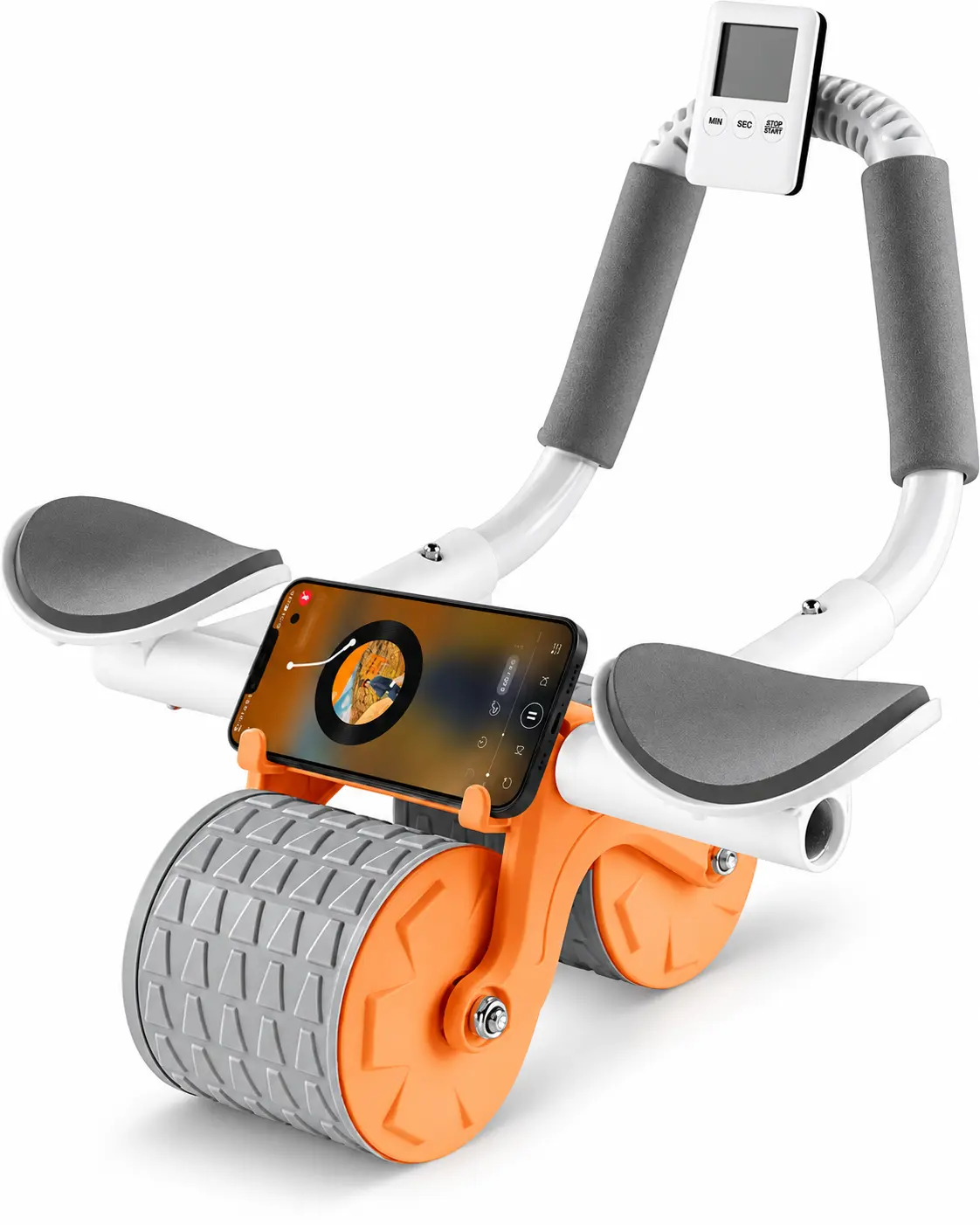 Bring convenient core training into your home with this multi-function ab rollerSmart Ab Roller Wheel with Dual-Wheel Stability, Adjustable abdominal roller Phone Stand and Exercise Timer