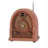 M-AMAZUP Vintage Retro Portable Rechargeable Multi-Band Radio - Faux Wood Grain, Wireless Bluetooth, Built-In Stereo Speaker, MicroSD TF Card, MP3, AM/FM/SW 3-Band, Audio Input Interface, Cassette Player Compatible, Ideal for Children, Father's Day Gift