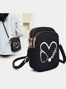 Women's Crossbody Bag, Durable Nylon Material, Adjustable Shoulder Strap, Heart-Shaped Stethoscope Design, Fashion Mini Handbag