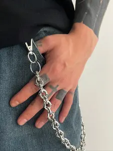 Men's Punk Skull Waist Chain, Metal Body Chain for Pants Decoration, Fashion Adjustable Jewelry for Music Festivals & Halloween Party Wear, Ghost Face Chain