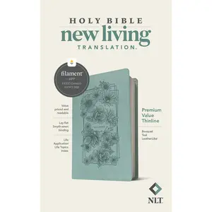 NLT Premium Value Thinline Bible, Filament Enabled (Leatherlike, Bouquet Teal) -- Tyndale - Bible